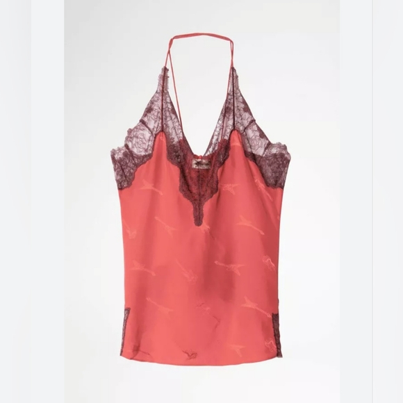 Zadig & Voltaire Silk Crush Jac Guitare Cami Size XS - Coquelicot - Picture 9 of 9